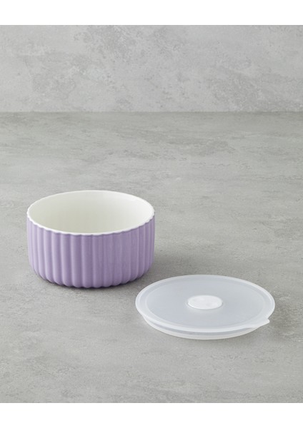Oliver New Bone China 3'lü Saklama Kabı 300 ML-600 ML-800 ml Lila-Lacivert-Krem
