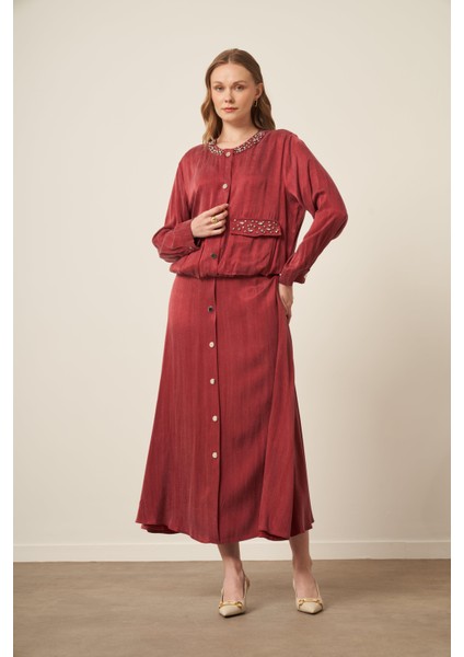 Kadın Cupra Etekli Takım Bordo fiyatları