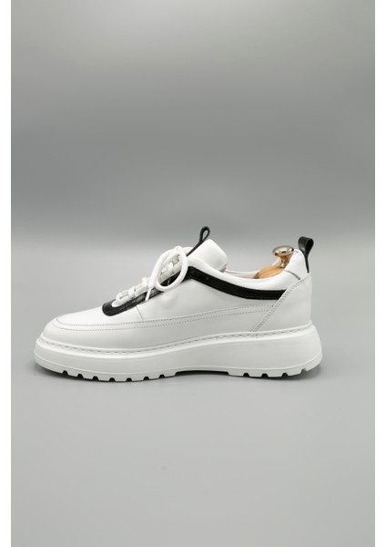 Drew Model Hakiki Deri El Yapımı Erkek Beyaz Siyah Rugan Sneakers Ayakkabı indirimleri