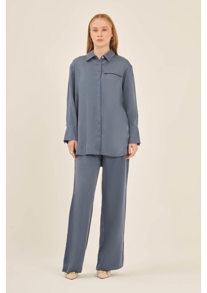 Kadın Cupra Pantolonlu Takım Indigo