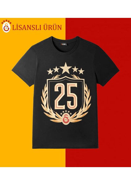 Lisanslı 5 Yıldız Siyah Şampiyonluk T-Shirt