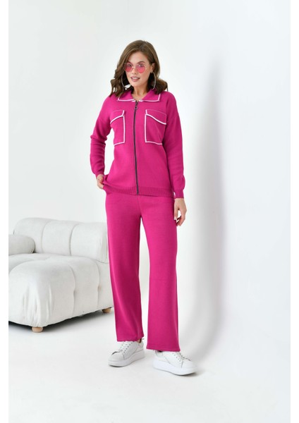 Bayan Çizgili Ikili Takım Fuşya modelleri