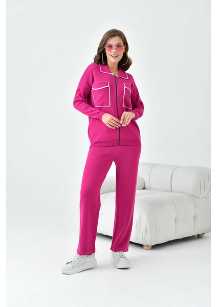 Bayan Çizgili Ikili Takım Fuşya indirimleri