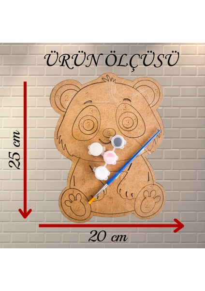 Ahşap Panda Boyama Seti Yapboz Akrilik Boya Fırça Sanat Hobi Set Eğitici Boyama Oyuncak