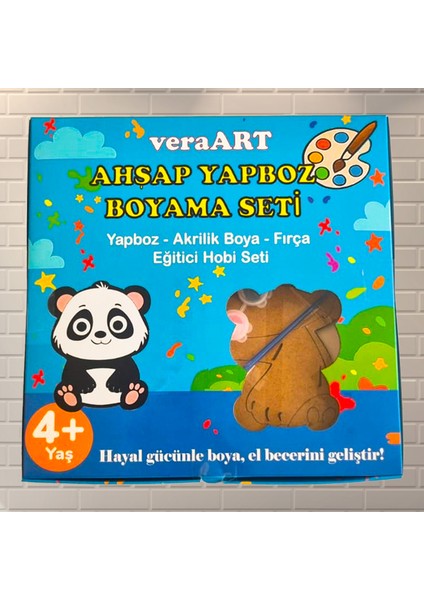 Ahşap Panda Boyama Seti Yapboz Akrilik Boya Fırça Sanat Hobi Set Eğitici Boyama Oyuncak