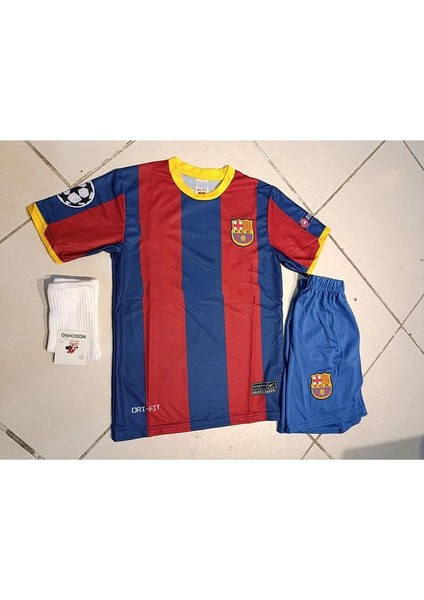 Barcelona Neymar 11 Kırmızı Mavi Çocuk Forma 3 Lü Set . Forma+Şort+Çorap