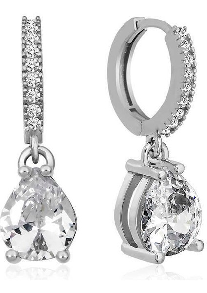 ​gümüş Rodyum Halka Damla Küpe