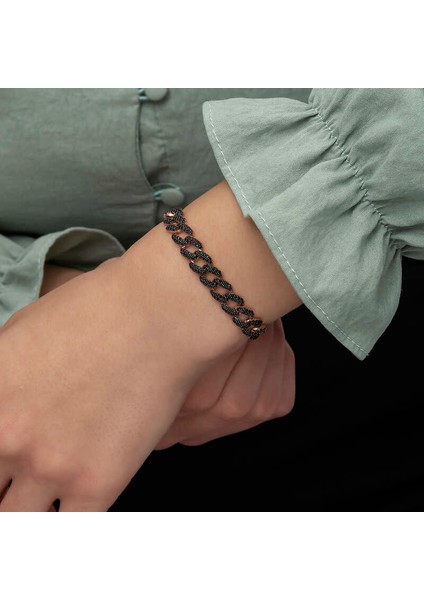 Gümüş Siyah Taşlı Gurmet Bayan Bileklik indirimleri