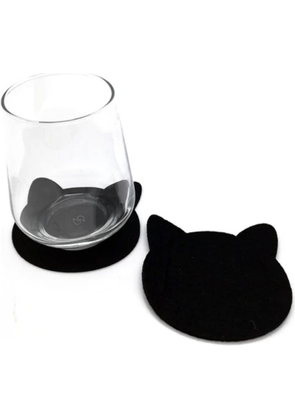 4'lü Kedi Desenli Bardak Altlığı Siyah 12 x 12CM fiyatları