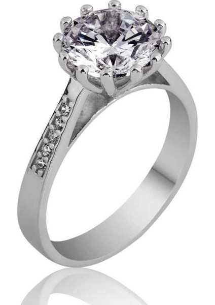 Gümüş Tek Taş Bayan Yüzük