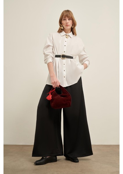 Kadın Gömlek Pantolon Takım Beyaz