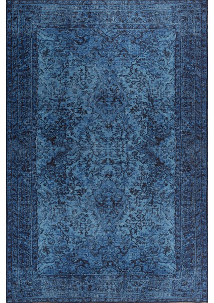 Folk Eskitme Desenli Dokuma Taban Dekoratif Mavi Halı (Ba 44) fiyatları