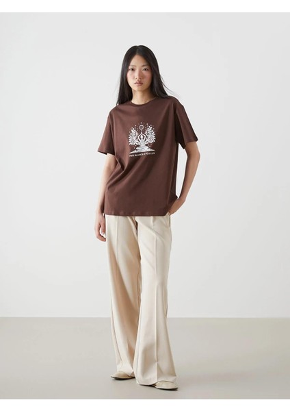 Lcw Vision Bisiklet Yaka Baskılı Kadın Tişört (S5) fiyatları