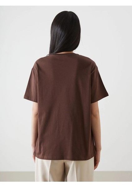 Lcw Vision Bisiklet Yaka Baskılı Kadın Tişört (S5) fırsatları