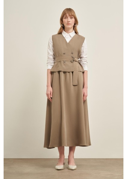 Kadın Yelek Etek Takım Haki