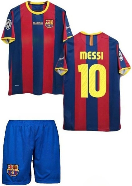 2011 Barcelona Şampiyonlar Ligi Messi Çocuk Forma Takımı 4'lü Set Çorap Hediyeli
