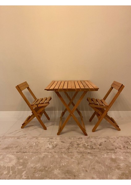 Meşe Ahşap Katlanır Masa ve Sırtlı Tabure Seti, Kamp, Piknik, Balkon Keyfi fiyatları