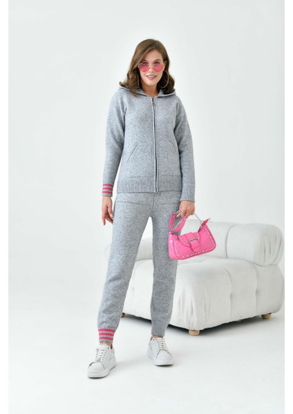 Kadın Çizgi Detaylı Ikili Takım Gri fiyatları