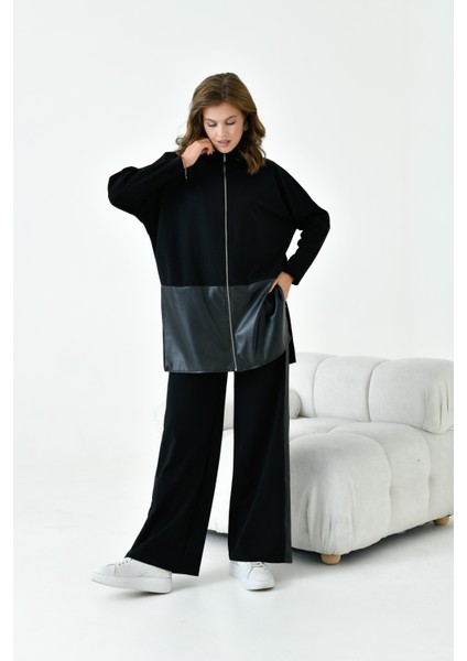 Kadın Deri Iki Ip Takım Siyah modelleri