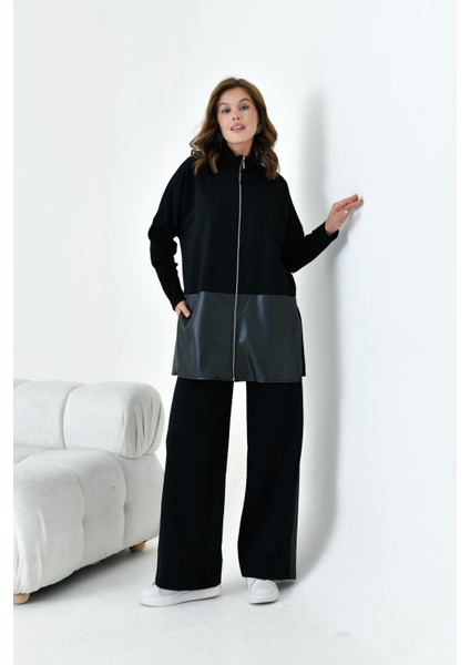 Kadın Deri Iki Ip Takım Siyah fırsatları