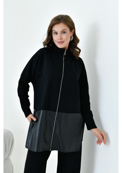 Kadın Deri Iki Ip Takım Siyah indirimleri