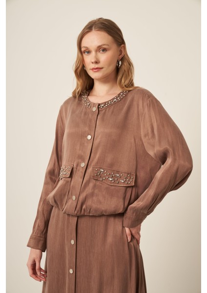 Kadın Cupra Etekli Takım Kahve fırsatları