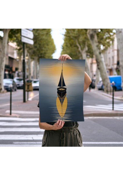 Çerçevesiz Poster Gemi -Sarı