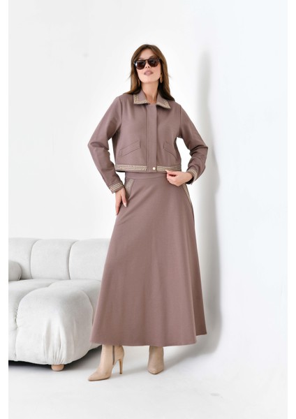 Kadın Iki Ip Taşlı Takım Kahve modelleri