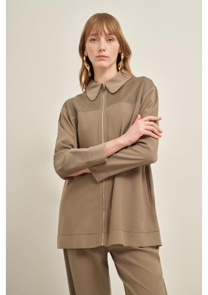 Kadın File Detay Takım Haki fırsatları