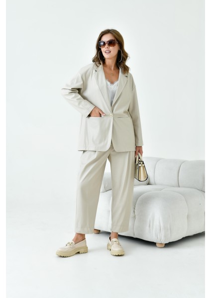 Kadın Deri Takım Beige