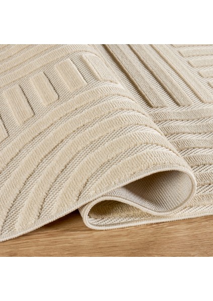 Iskandinav Rune White 100X300 cm Salon Mutfak Halısı Yolluk