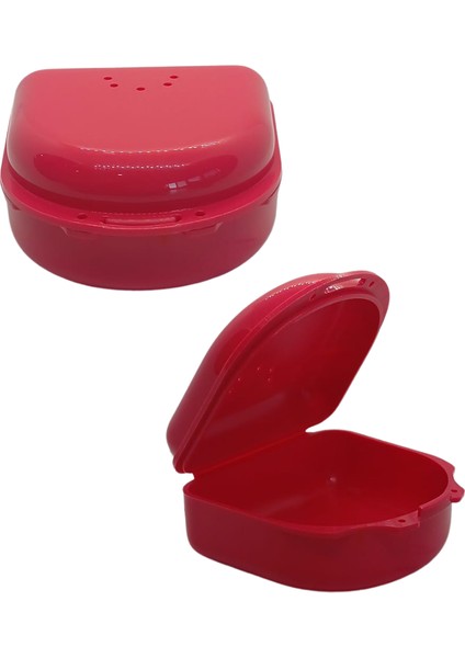 Diş Protez Kutusu - Diş Saklama -Kabı Küçük Boy - 2 Adet (Nar Çiçeği)