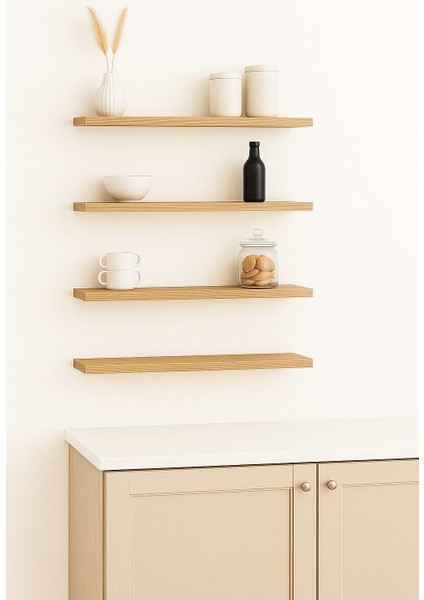 40 cm 4lü Safir Meşe Mdf Uçan Duvar Rafı Gizli Bağlantı Kitaplık Ahşap fiyatları