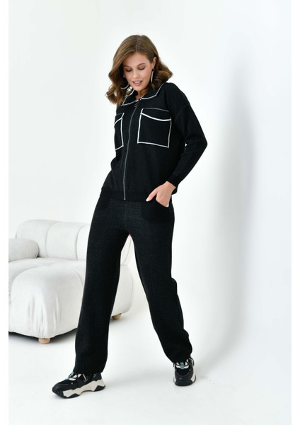 Bayan Çizgili Ikili Takım Siyah modelleri