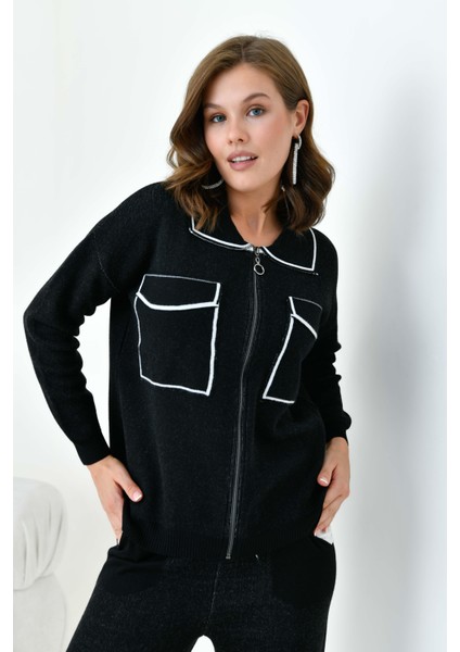 Bayan Çizgili Ikili Takım Siyah fırsatları