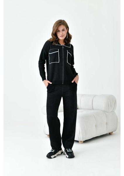 Bayan Çizgili Ikili Takım Siyah indirimleri