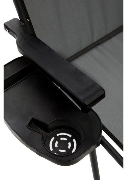 3'lü Katlanır Piknik Sandalyeleri, Oval Bardaklıklı, Gri, Mdf Masa ile Uyumlu