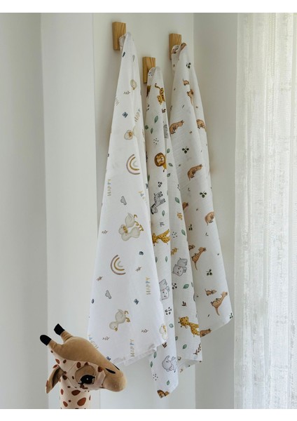 Pamuk Müslin Bebek Battaniyesi 3'Lü Set Müslın Örtü 80 x 90 Cm modelleri