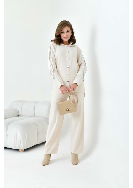 Kadın Kol Detaylı Ikili Takım Ekru fiyatları