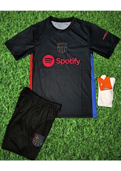 Kopya - Rapinha Barcelona Siyah Deplasman Çocuk Forma Takımı 3'lü Set Çorap Hediyeli fiyatları