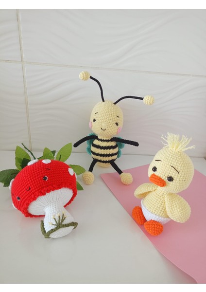 3'lü Amigurumi Oyun Arkadaşları (Mantar, Ördek, Arı) fiyatları