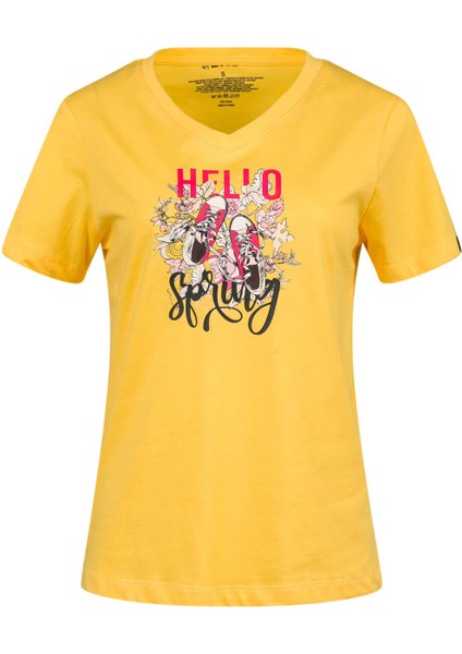 Alone Baskılı V Yaka Kadın T-Shirt 402