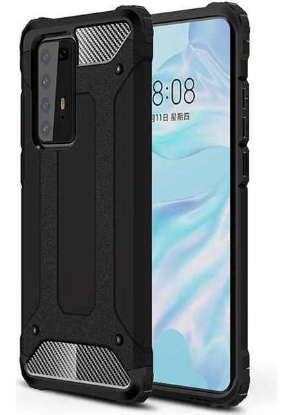 Huawei P40 Pro Kılıf Zırh Tank Sert Korumalı Silikon Crash Silikon Kapak