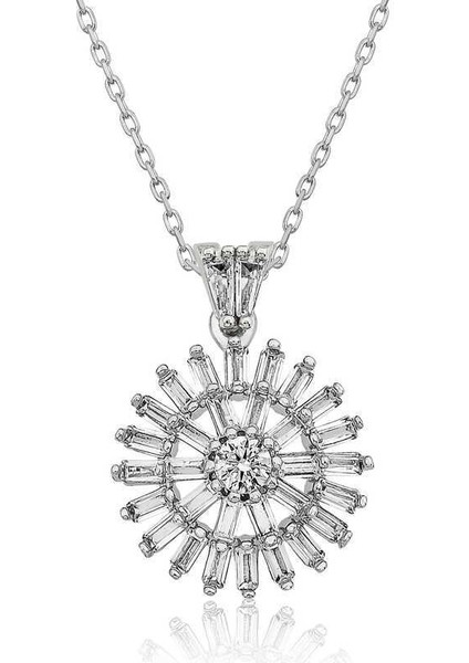 Gümüş Baget Taşlı Bayan Kolye