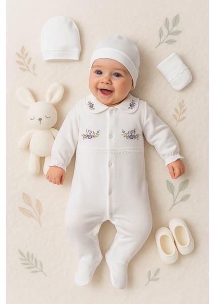 Bahar Çiçekleri Temali Kız Bebek Yenidoğan 7 Parça Battaniyelitulumlu Hastane Çıkışı Zıbın Seti