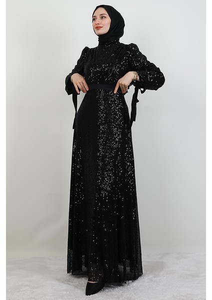 Göğsü V Drapeli Elbise Siyah