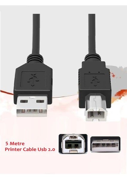 Printer Cable USB 2.0 Yazıcı Kablosu Hp Epson Canon Xerox Brother 5 Metre indirimleri