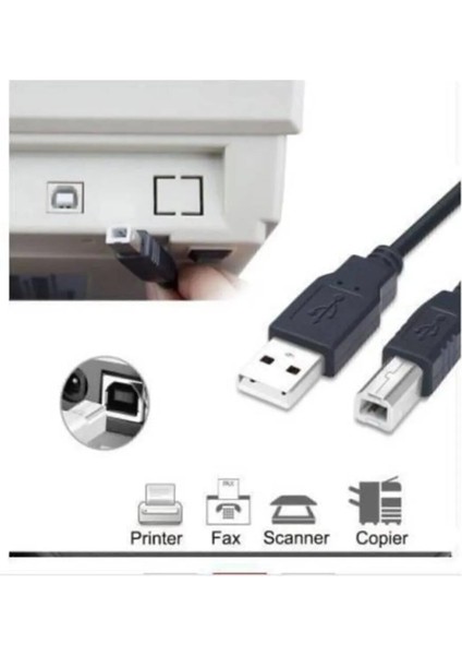 Printer Cable USB 2.0 Yazıcı Kablosu Hp Epson Canon Xerox Brother 5 Metre modelleri