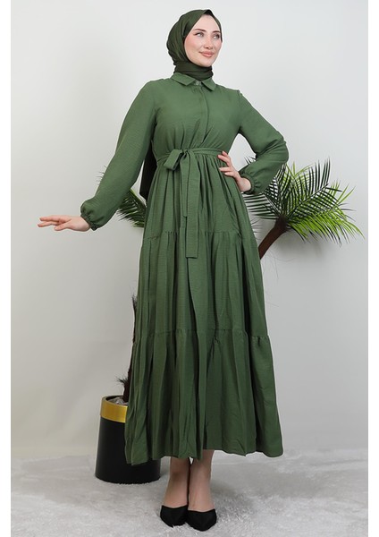 Evren Düğmeli Elbise Haki