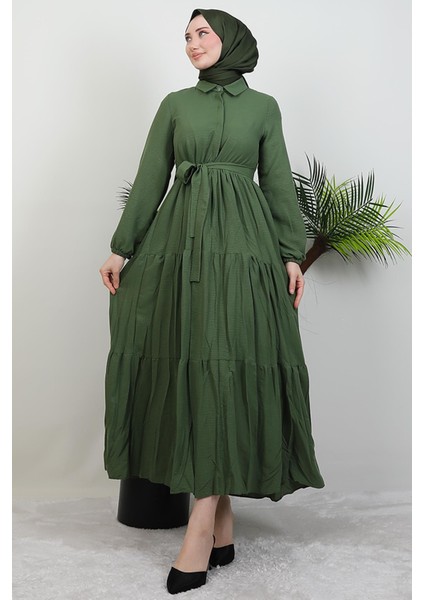 Evren Düğmeli Elbise Haki modelleri